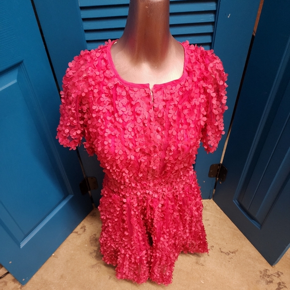 Anthropologie The Somerset Mini Dress Floral Appliqué Edition in Pink Medium - Picture 5 of 10